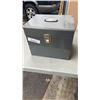 Image 1 : METAL TOOLBOX WITH EXTENSION CORD, DOOR KNOBS AND DRILL