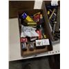 Image 2 : BOX AND 2 TRAYS OF SHOP SUPPLIES, TOOLS, HARDWARE