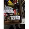 Image 8 : BOX AND 2 TRAYS OF SHOP SUPPLIES, TOOLS, HARDWARE