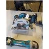 Image 2 : MAKITA 18V CORDLESS TOOL SET, INCLUDES CIRCULAR SAW, CUTOFF/GRINDER TOOL, HAMMER DRILL, IMPACT GUN, 