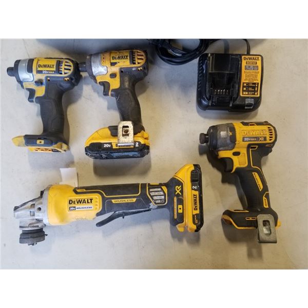 DEWALT 20VMAX CORDLESS TOOL SET, INCLUDES BRUSHLESS XR 4-1/2 INCH GRINDER, BRUSHLESS XR IMPACT DRIVE