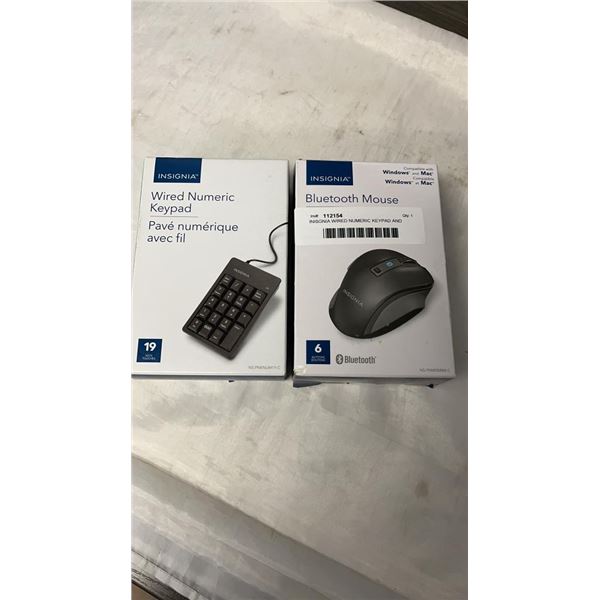 INISGNIA WIRED NUMERIC KEYPAD AND INSIGNIA BLUETOOTH MOUSE