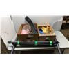 Image 1 : 2 BOXES OF KITCHEN ITEMS, DECORATIONS, CLOTHING RACK