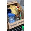 Image 3 : 2 BOXES OF KITCHEN ITEMS, DECORATIONS, CLOTHING RACK