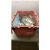 Image 1 : TOTE OF SILVER PLATE PITCHER, TEAPOT, SERVING PIECES