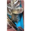 Image 8 : TOTE OF SILVER PLATE PITCHER, TEAPOT, SERVING PIECES