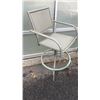 Image 2 : 3 PIECE GREEN METAL PATIO SET - GLASSTOP TABLE AND 2 SWIVEL STOOLS