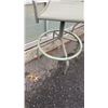 Image 3 : 3 PIECE GREEN METAL PATIO SET - GLASSTOP TABLE AND 2 SWIVEL STOOLS