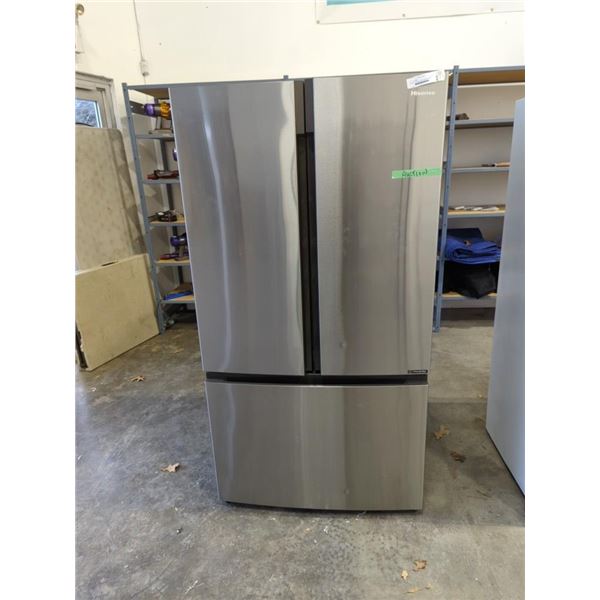 HISENSE STAINLESS DOUBLE DOOR BOTTOM FREEZER REFRIGERATOR NO FREEZER DRAWER