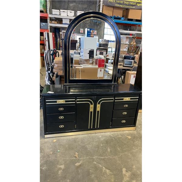 6 DRAWER BLACK DRESSER WITH MIRROR