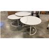 Image 2 : 3 PIECE ROUND METAL COFFEE TABLE SET - METAL WITH STONE LOOK TOP