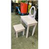 Image 2 : PINK 1 DRAWER KIDS VANITY WITH STOOL
