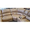 Image 3 : 5 PIECE LEATHER SECTIONAL SOFA - RECLIING CHAISE, POWER RECLINING CHAIR, CONSOLE WITH STORAGE AND CU