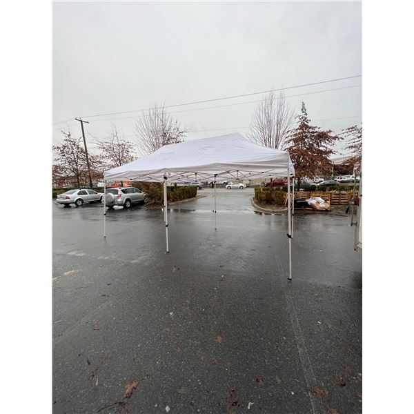 BRAND NEW WHITE 10x20 INDUSTRIAL TENT W/ POWDER COATED STEEL FRAME AND HEAVY NYLON CANOPY -  RETAIL 