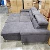 Image 9 : BRAND NEW 2 PC SECTIONAL GREY FABRIC W/ STORAGE AND PULL OUT BED RETAIL $2699