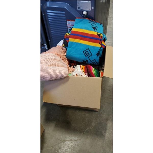 BOX OF THROW BLANKETS