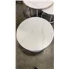 Image 3 : 3 PIECE ROUND METAL COFFEE TABLE SET - METAL WITH STONE LOOK TOP