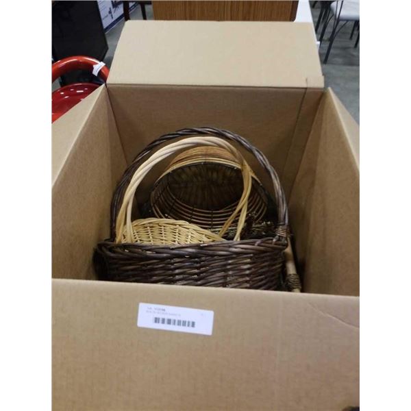 BOX OF WICKER BASKETS