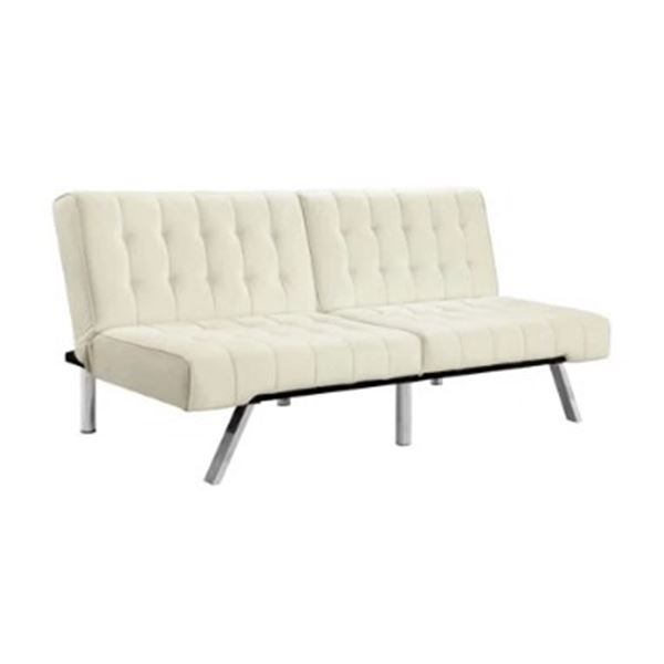 CONVERTIBLE FUTON - VANILLA FAUX LEATHER MODEL 2007109 - RETAIL $689