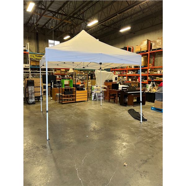 BRAND NEW WHITE 10x10 INDUSTRIAL TENT W/ POWDER COATED STEEL FRAME AND HEAVY NYLON CANOPY -  RETAIL 