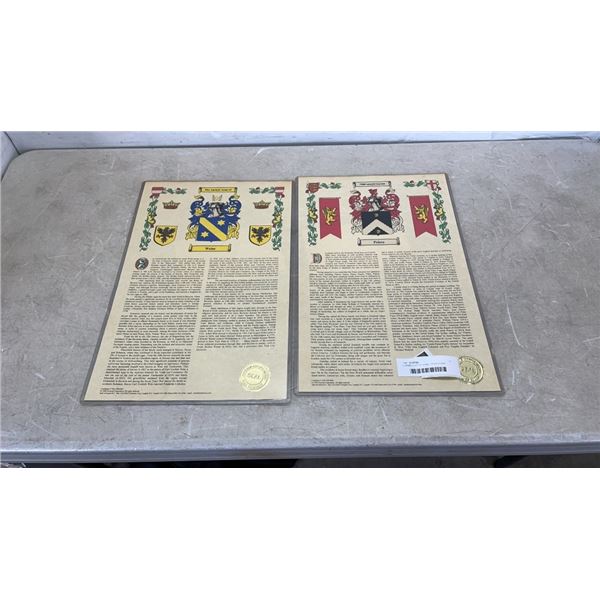 2 NAME COAT OF ARMS - PEIRCE AND WEISE WITH COAS