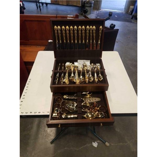 ROGERS 1847 ELECTRO PLATED GOLD CUTLERY IN CANTEEN