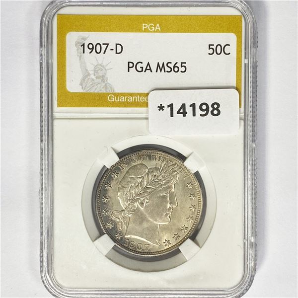 1907-D Barber Half Dollar PGA MS65