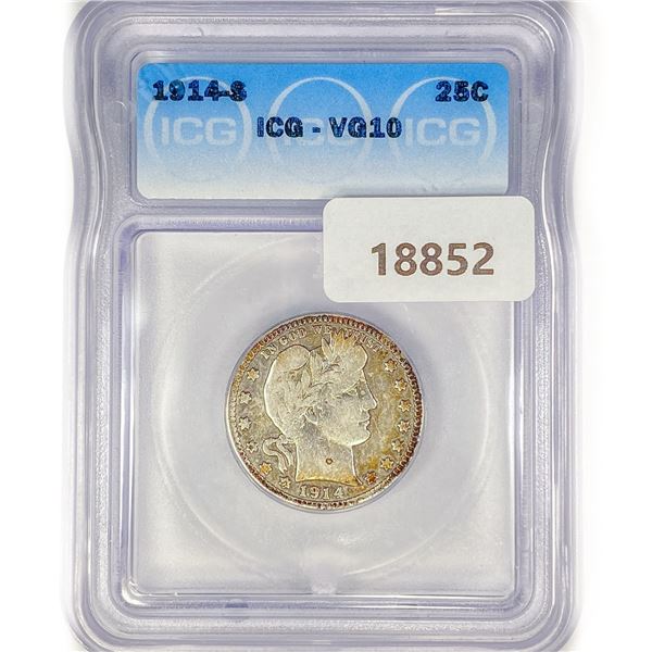 1914-S Barber Quarter ICG VG10