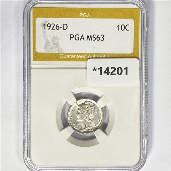 1926-D Mercury Silver Dime PGA MS63