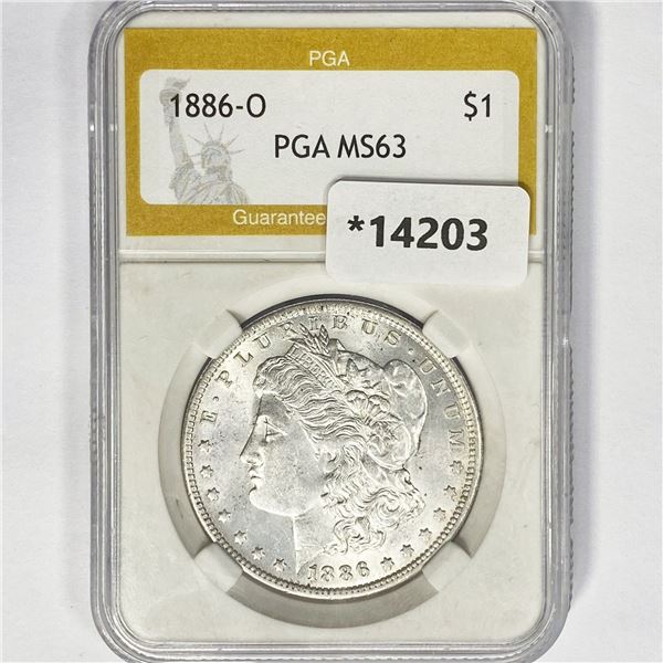 1886-O Morgan Silver Dollar PGA MS63