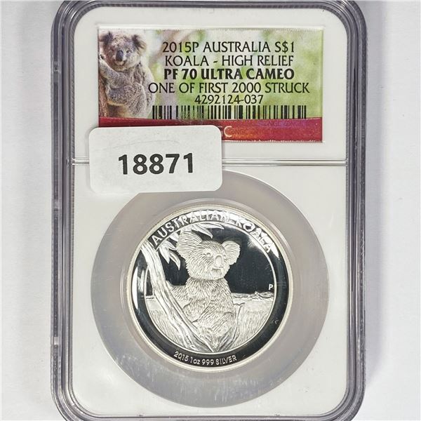 2015P Australia Silver Dollar NGC PF70 UC, High
