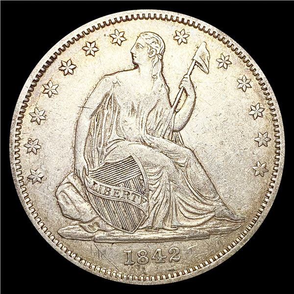 1842 Sm Date Rev 42 Seated Liberty Half Dollar