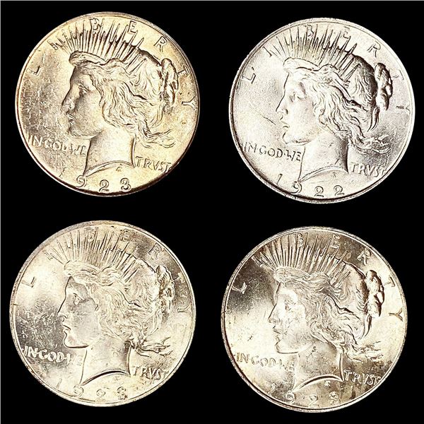 (4) Peace Silver Dollars (1922, (3) 1923) UNCIRCU