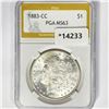 Image 1 : 1883-CC Morgan Silver Dollar PGA MS63