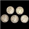 Image 1 : (5) Barber Dimes (1907, 1907-S, 1907-D, 1912-D, 1