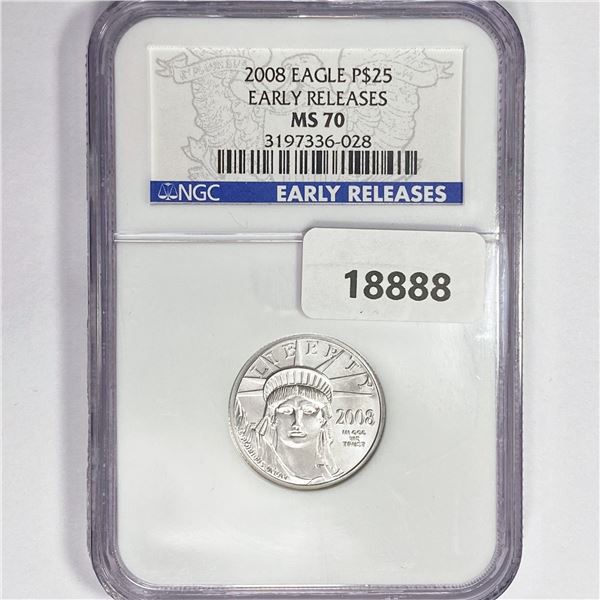 2008 $25 1/4oz American Platinum Eagle NGC MS70