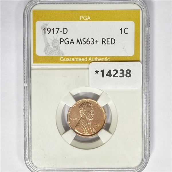 1917-D Wheat Cent PGA MS63+ RED