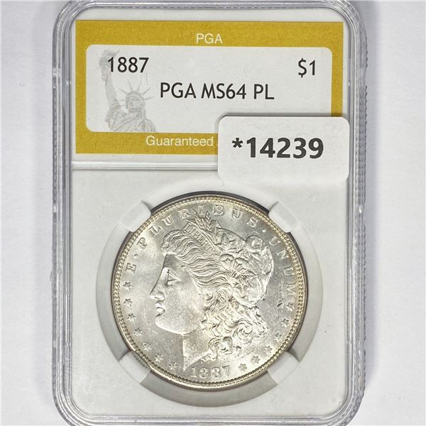 1887 Morgan Silver Dollar PGA MS64 PL