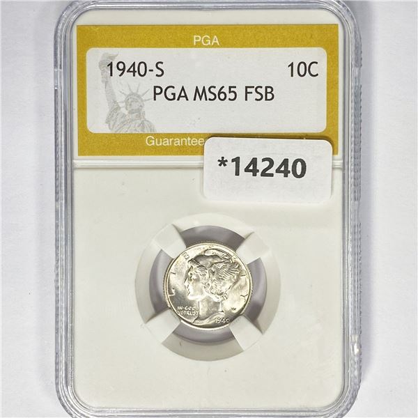 1940-S Mercury Silver Dime PGA MS65 FSB