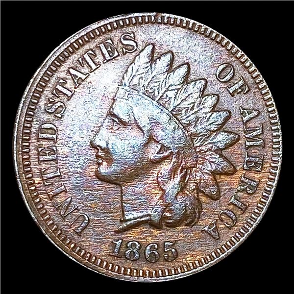 1865 Fancy 5 Indian Head Cent ABOUT UNCIRCULATED