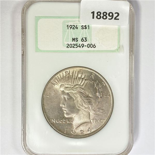 1924 Silver Peace Dollar NGC MS63