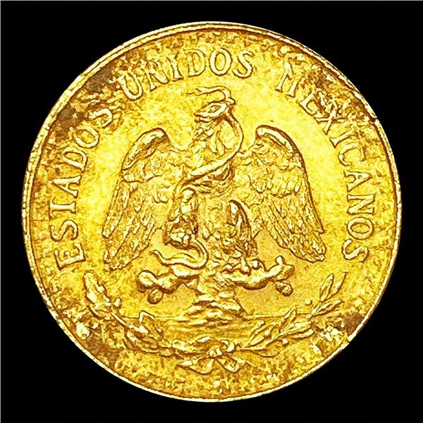 1945 Mexico .0482oz Gold 2 Pesos UNCIRCULATED