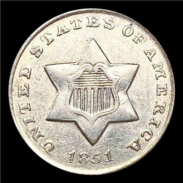 1851-O Silver Three Cent LIGHTLY CIRCULATED