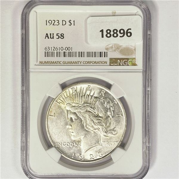 1923-D Silver Peace Dollar NGC AU58