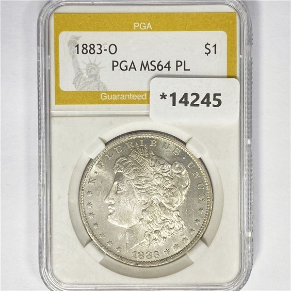 1883-O Morgan Silver Dollar PGA MS64 PL