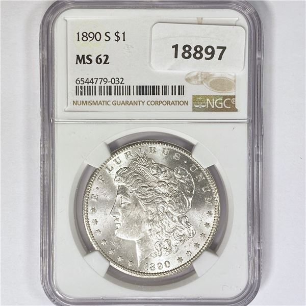 1890-S Morgan Silver Dollar NGC MS62