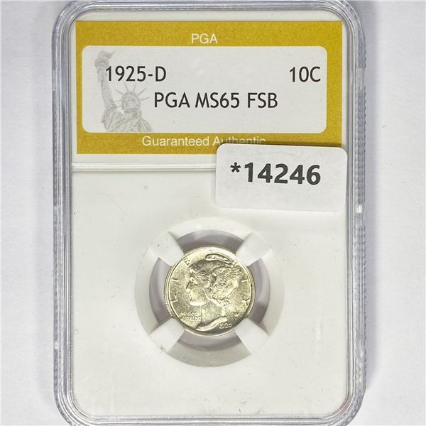 1925-D Mercury Silver Dime PGA MS65 FSB