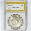 Image 1 : 1925-S Silver Peace Dollar PGA MS63