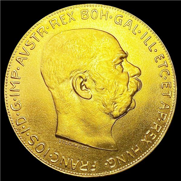 1915 Hungary .9802oz Gold 100 Corona CHOICE BU