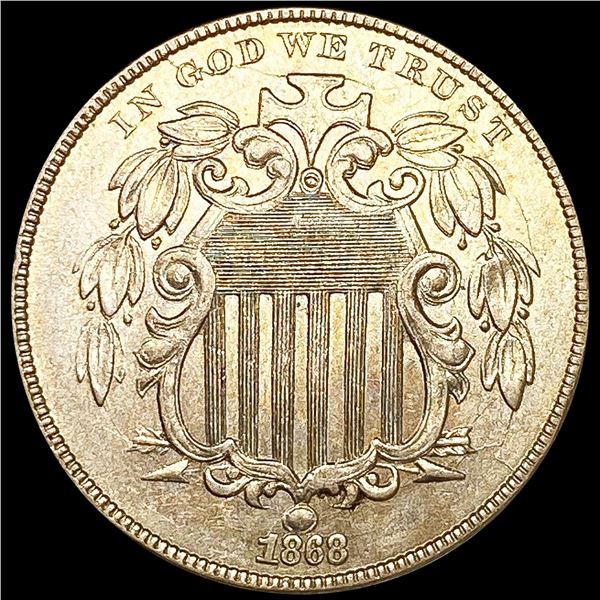 1868 DDO Shield Nickel NEARLY UNCIRCULATED